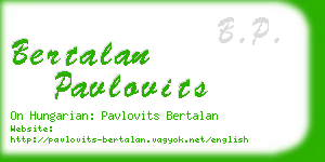 bertalan pavlovits business card